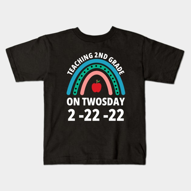 Teaching 2nd Grade On Twosday 2-22-22 Kids T-Shirt by Petalprints